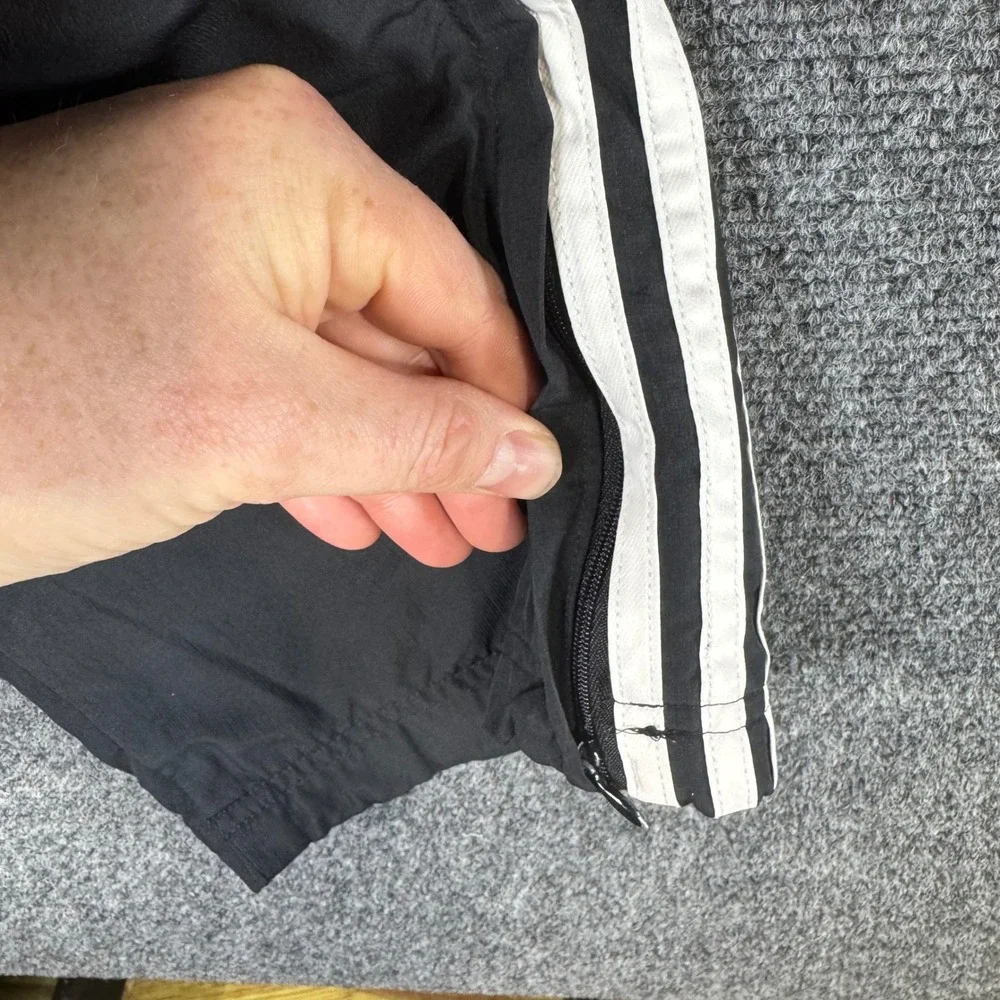Vintage Adidas Mens Black‎ Track Pants White Stripes Elastic Waist Size M